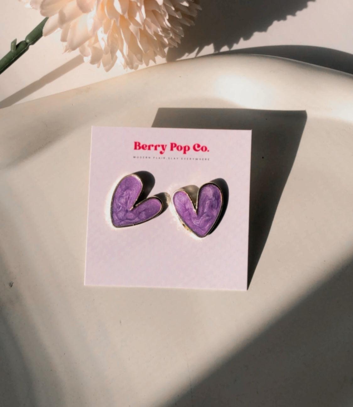 Purple Heart Korean Earrings 💜 - Berry Pop Co