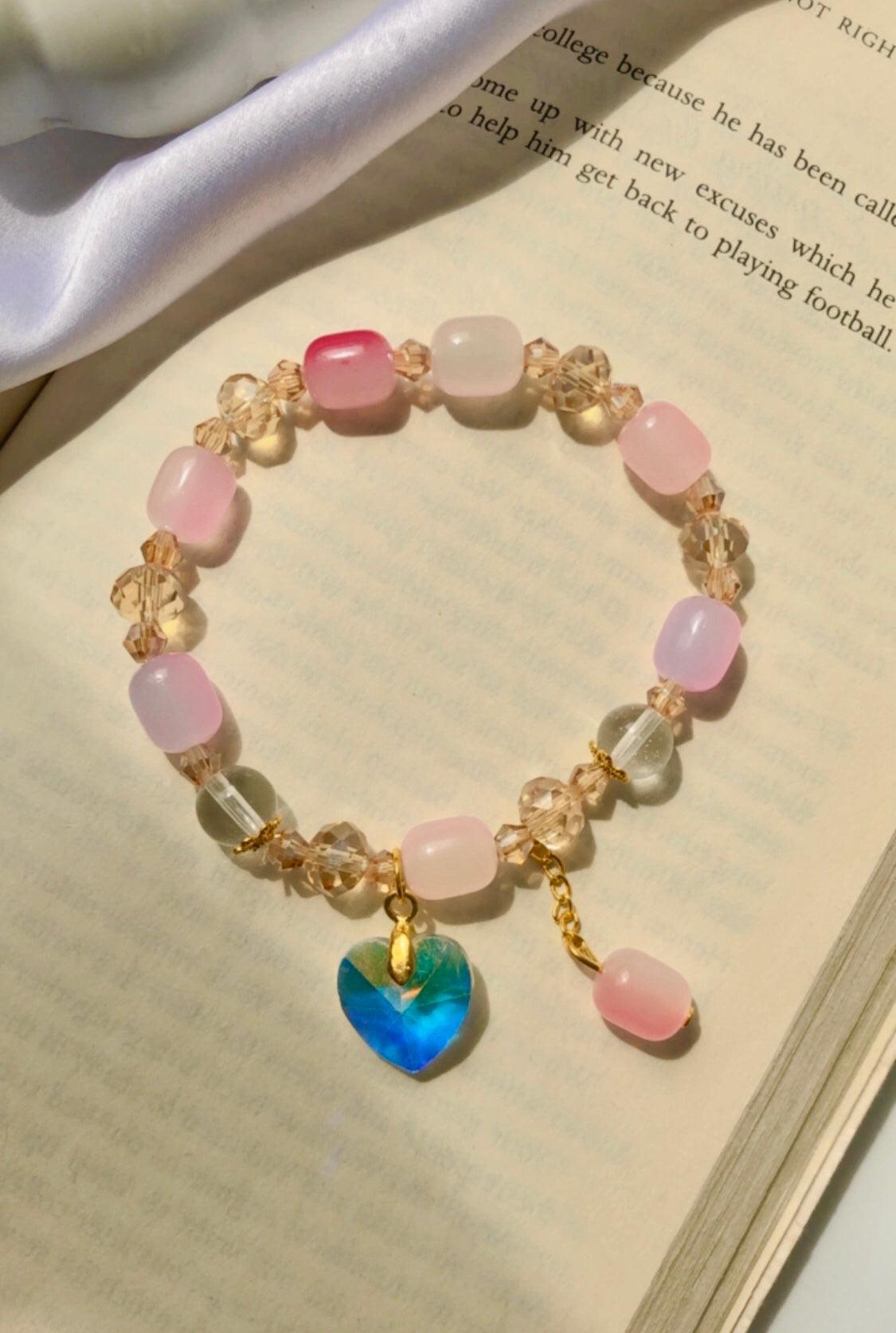 Pretty Heart Charm Beads Bracelet - Berry Pop Co