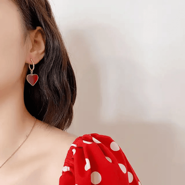 Red Heart Drop Earrings - Berry Pop Co