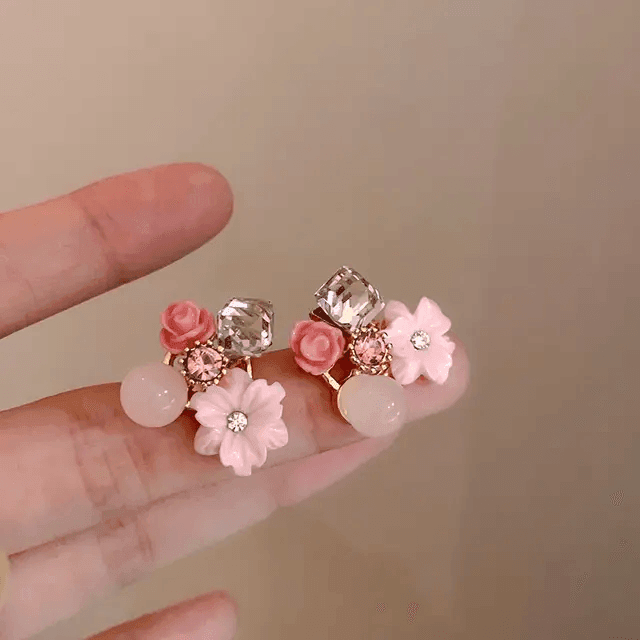 Pink Flower Stud Earrings - Berry Pop Co