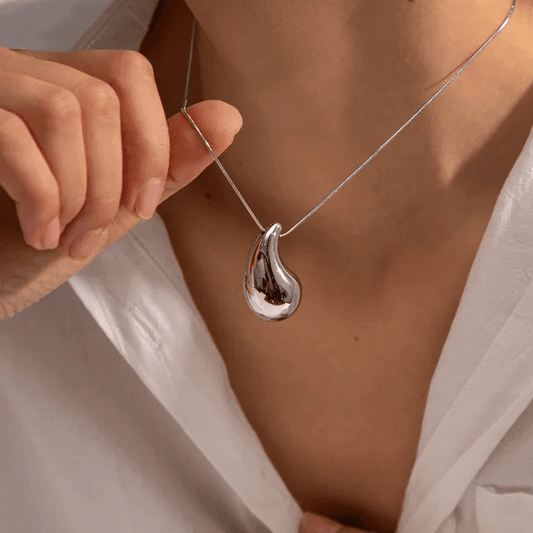 Silver Teardrop Pendant Locket Necklace - Berry Pop Co