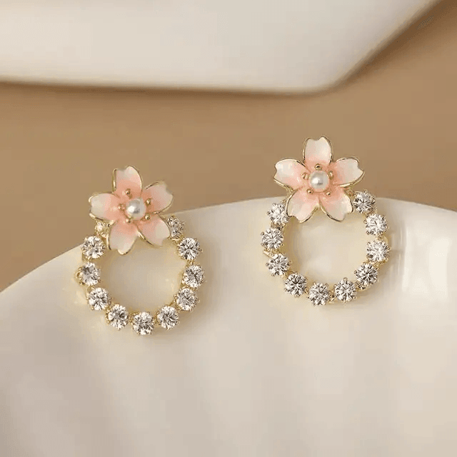 Flower Crystal Zirconia Drop Earrings - Berry Pop Co