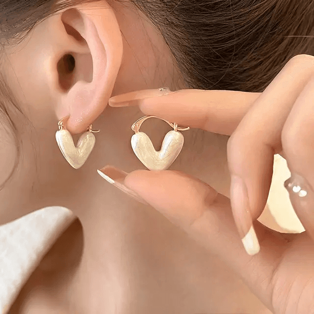 Love White Heart Hoop Earring - Berry Pop Co