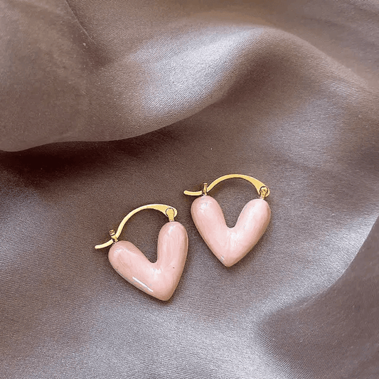 Love Pink Heart Hoop Earrings - Berry Pop Co