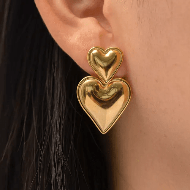 Trendy Double Heart Earrings - Berry Pop Co