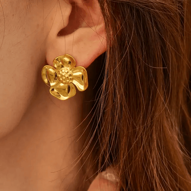 Anti Tarnish Gold Plated Flower Earrings - Berry Pop Co