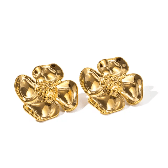 Anti Tarnish Gold Plated Flower Earrings - Berry Pop Co