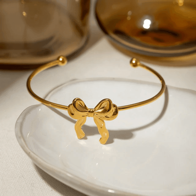 Bow Cuff Bangle Gold Plated Kada - Berry Pop Co