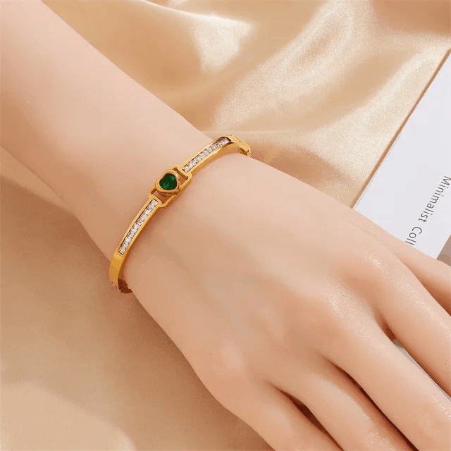 Gold Plater Heart Zircon Bracelet - Berry Pop Co