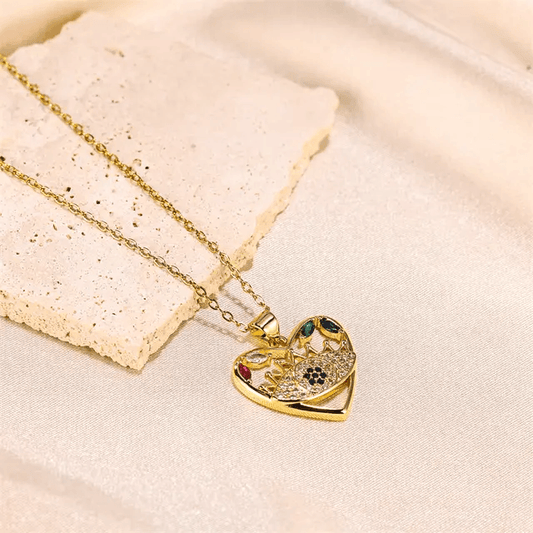 Gold Plated Heart Eye Pendant Necklace - Berry Pop Co