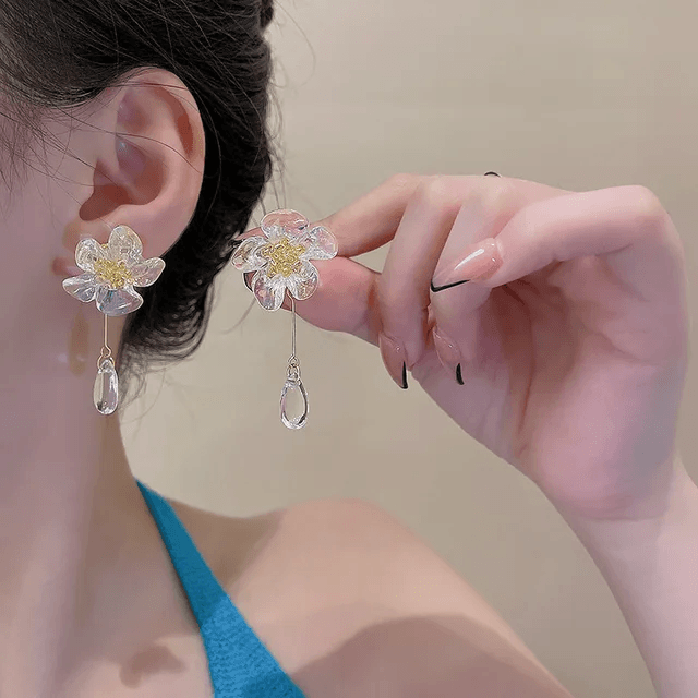 Water Flower Drop Earrings - Berry Pop Co