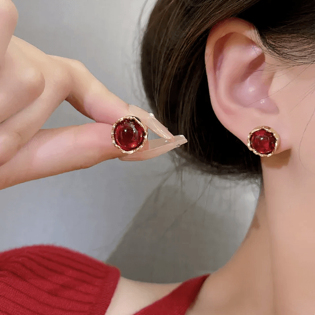 Crystal Red Stud Earrings - Berry Pop Co