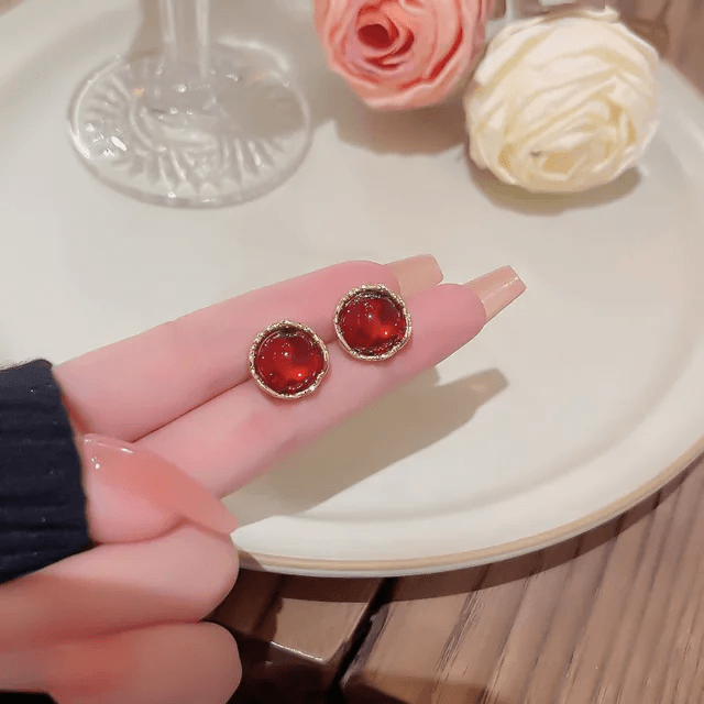 Crystal Red Stud Earrings - Berry Pop Co