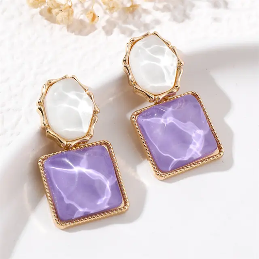 Purple Sparkling Water Stone Earrings