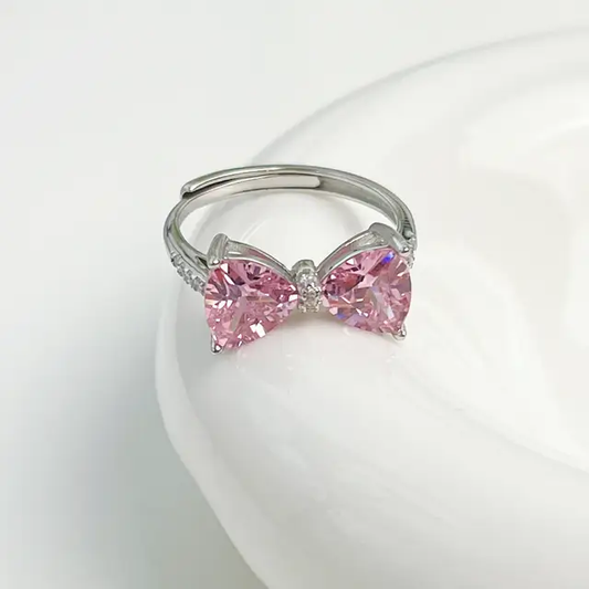 Cute Pink Bow Adjustable Ring