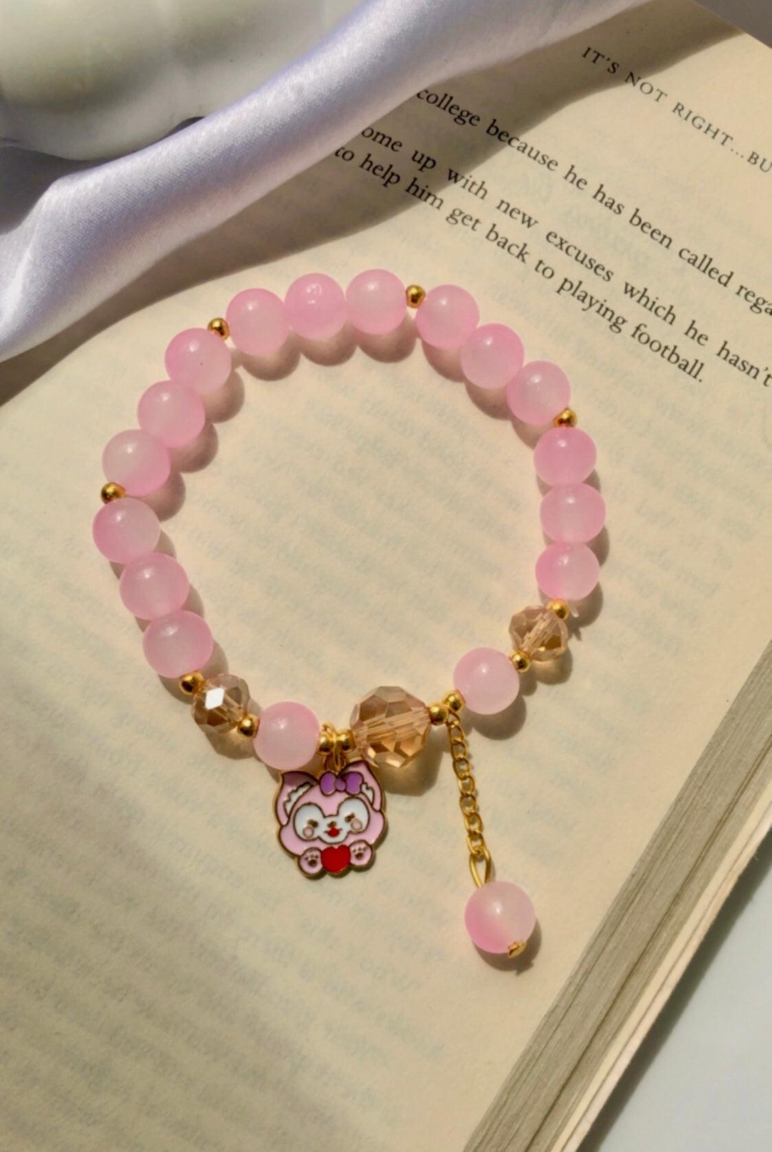 Pink Cartoon Charm Beads Bracelet - Berry Pop Co