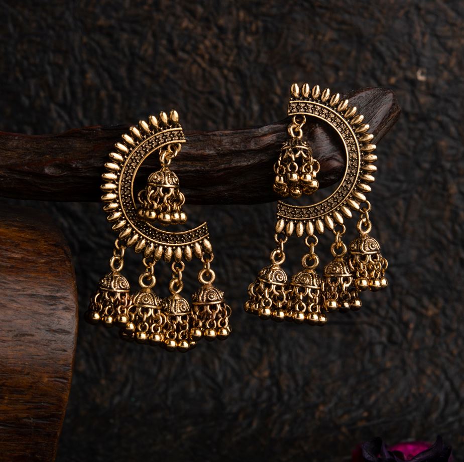 Gold Plated Antique Oxidised Earrings