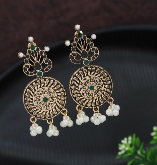 Antique Gold Plated Pearl Earrings