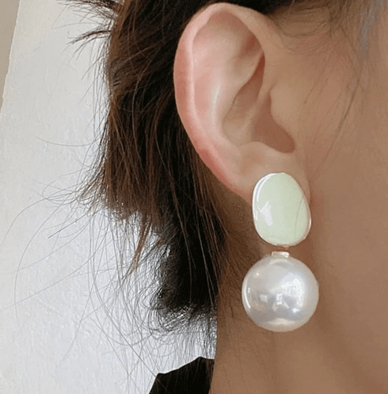 White - Pearl Ball Drop Earrings - Berry Pop Co