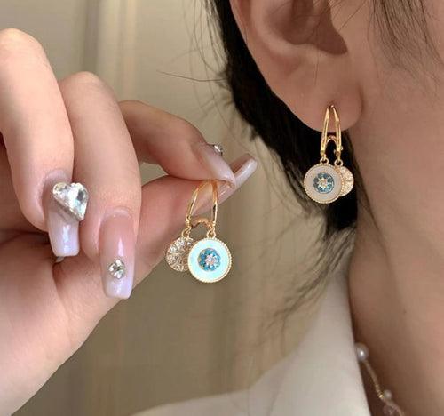 Crystal Hoop Evil Eye Drop Earrings - Berry Pop Co