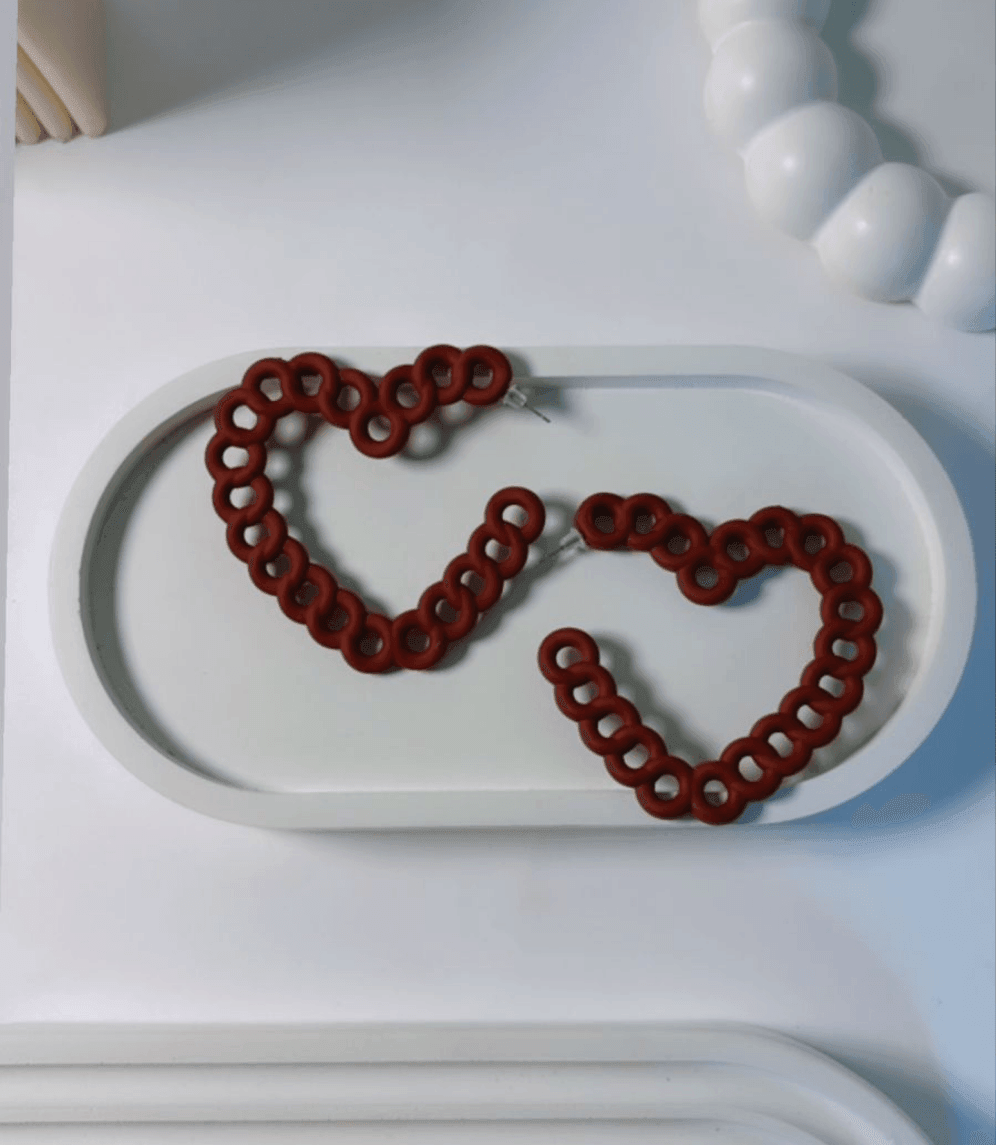 Maroon Heart Chain Hoop - Berry Pop Co