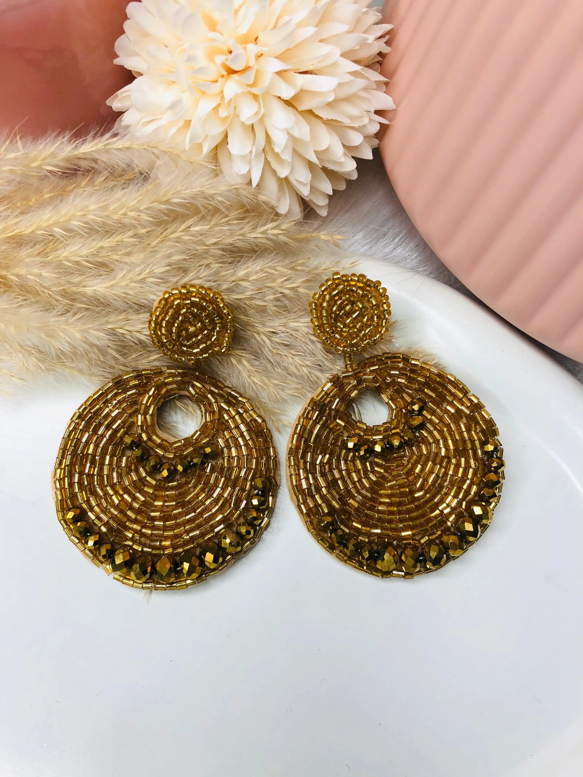 Handcrafted Golden Beads Earrings - Berry Pop Co