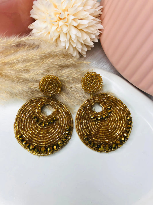 Handcrafted Golden Beads Earrings - Berry Pop Co