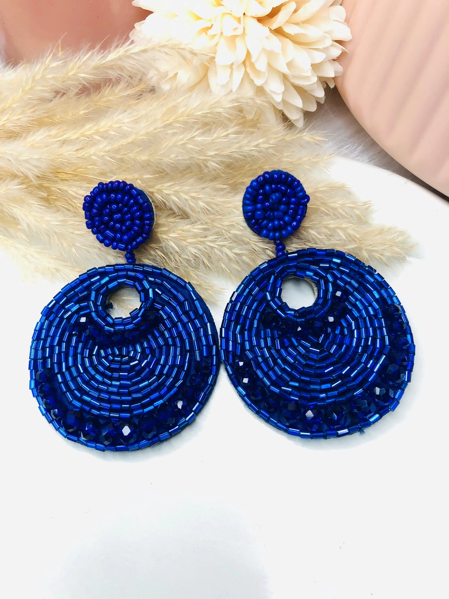 Handmade Dark Blue Beads Earrings - Berry Pop Co