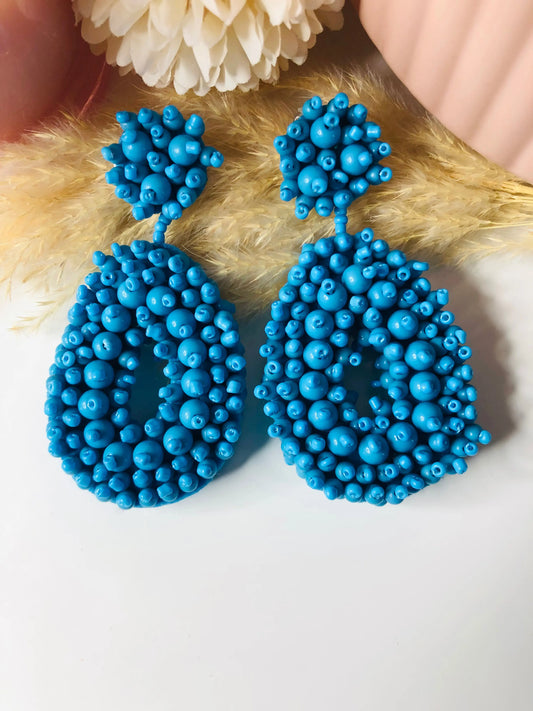 Unique Blue Bead Danglers - Berry Pop Co