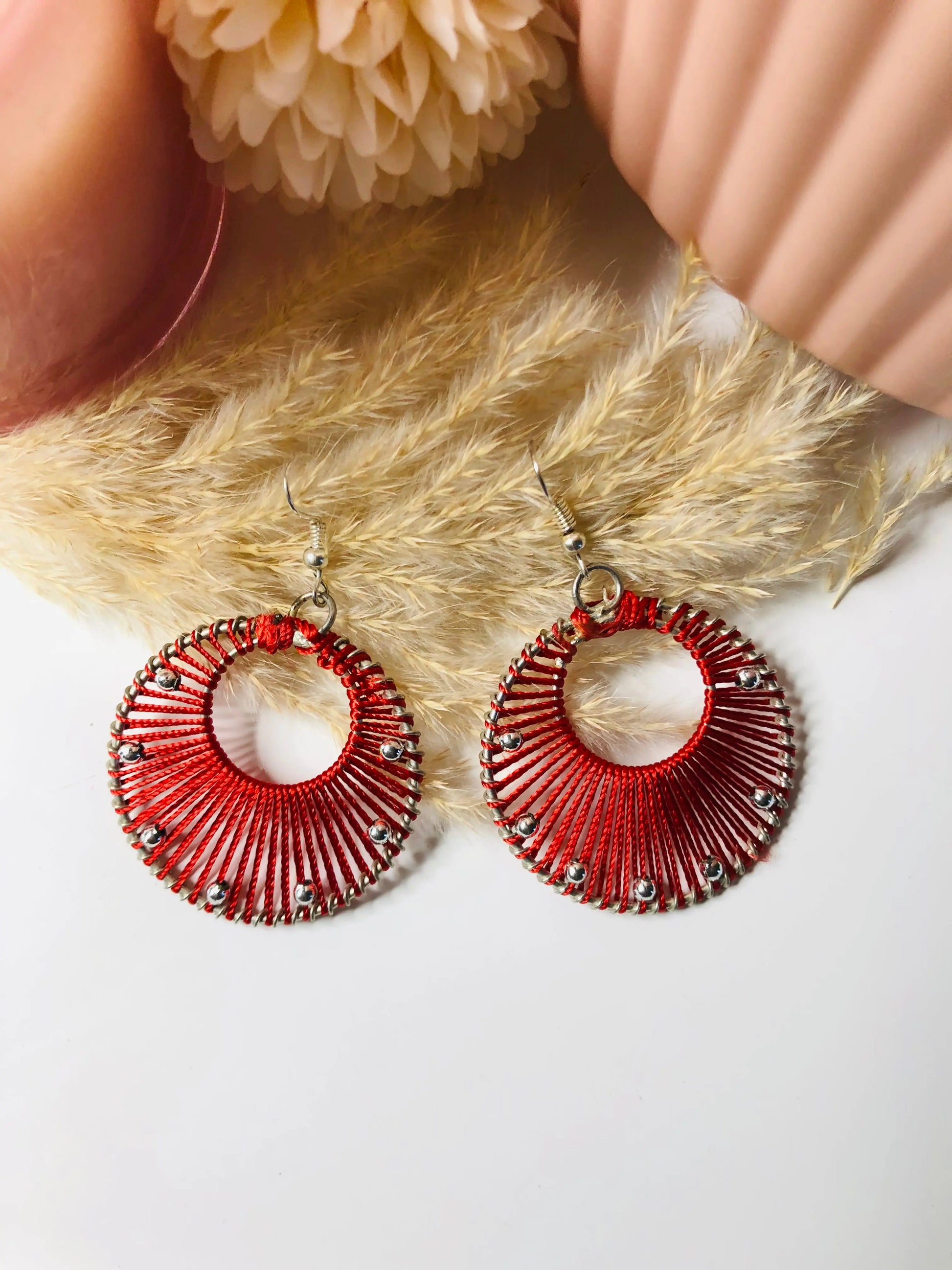 Handmade Red Thread Hoops - Berry Pop Co