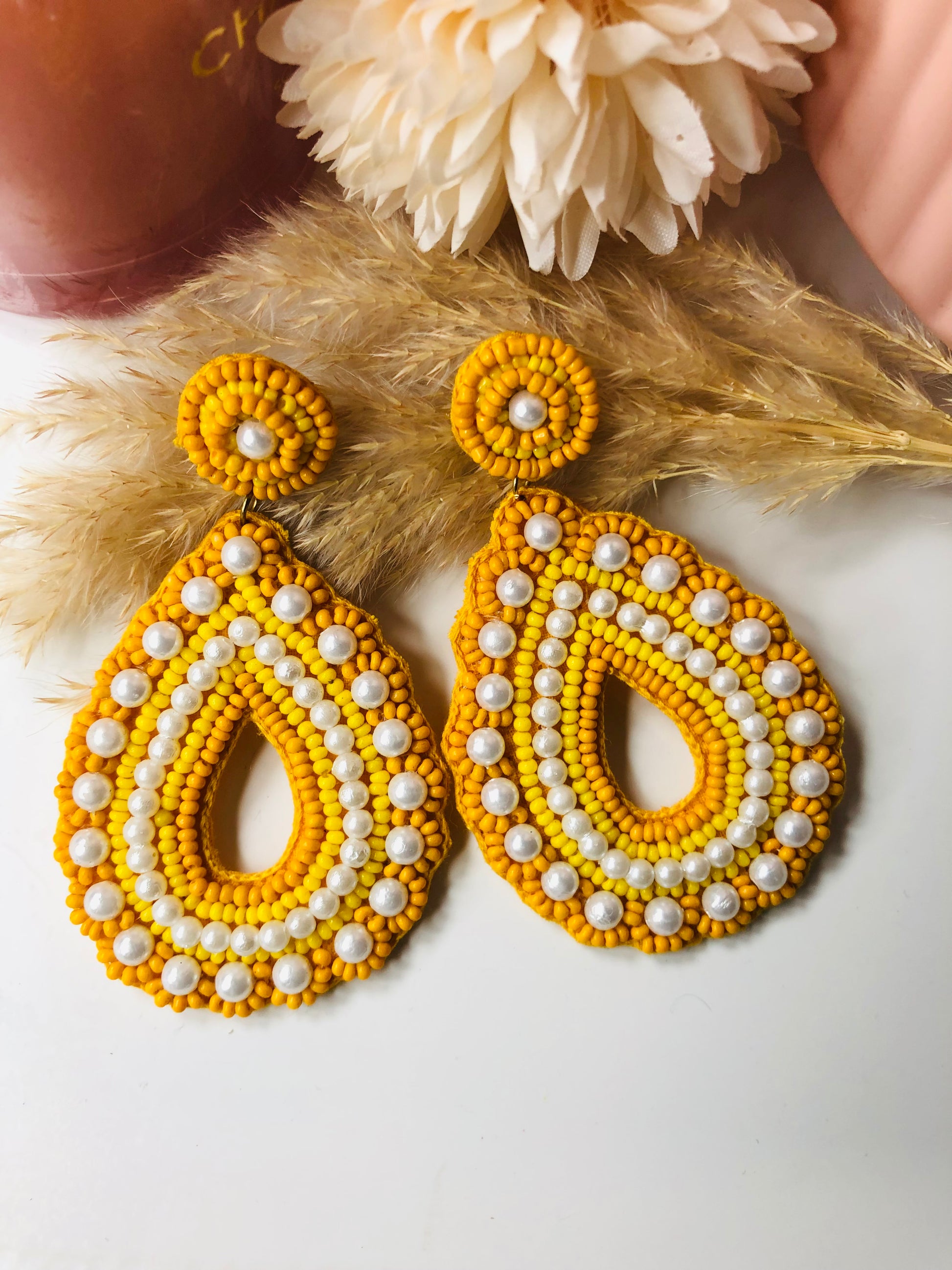 Handmade Yellow Thread Indian Hoops - Berry Pop Co