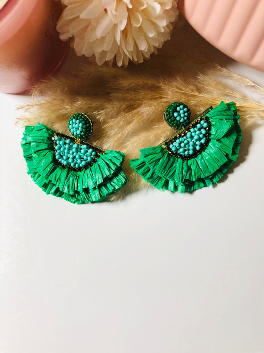 Artisan Green Thread Earrings