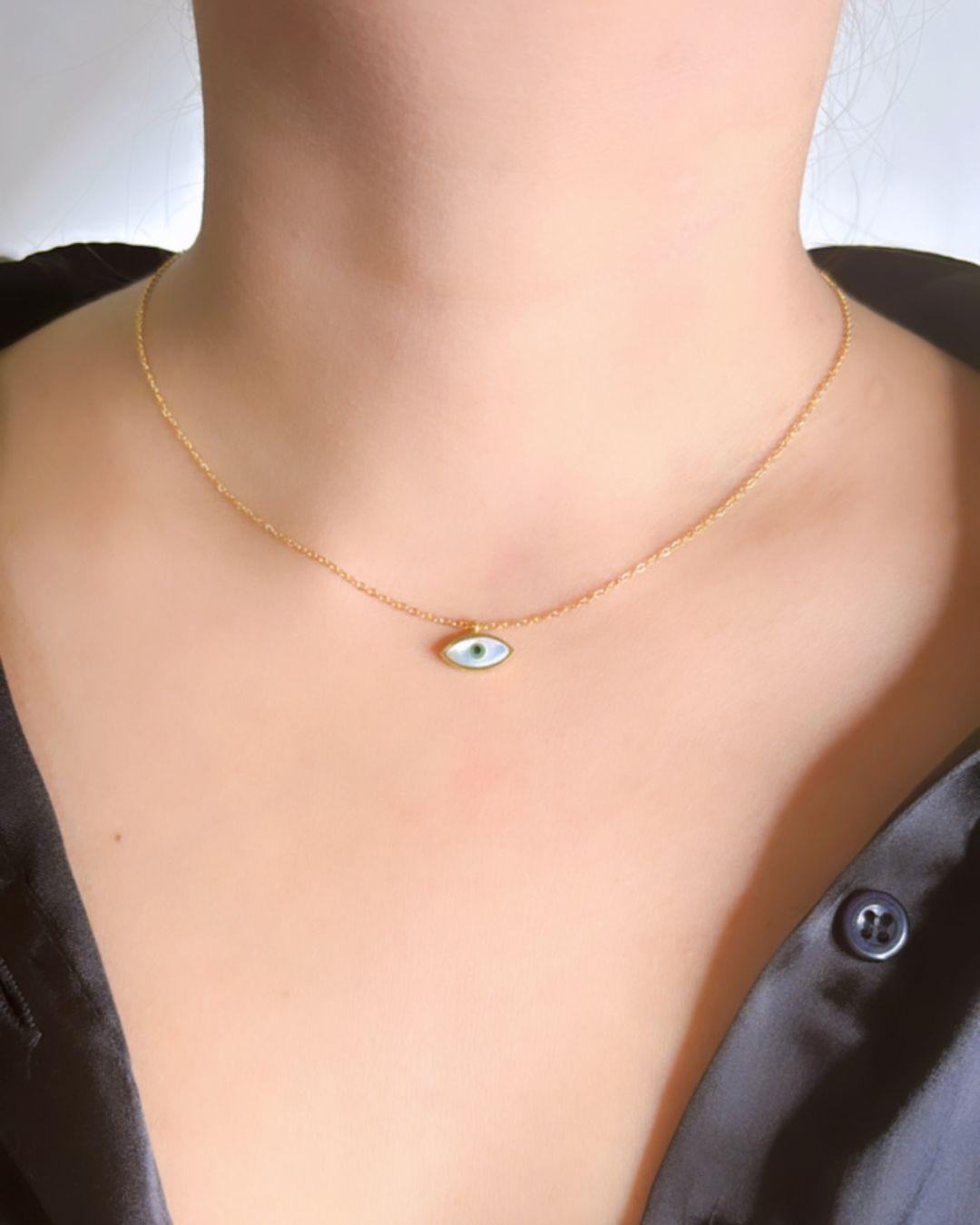 Minimal Evil Eye Neckchain - Berry Pop Co