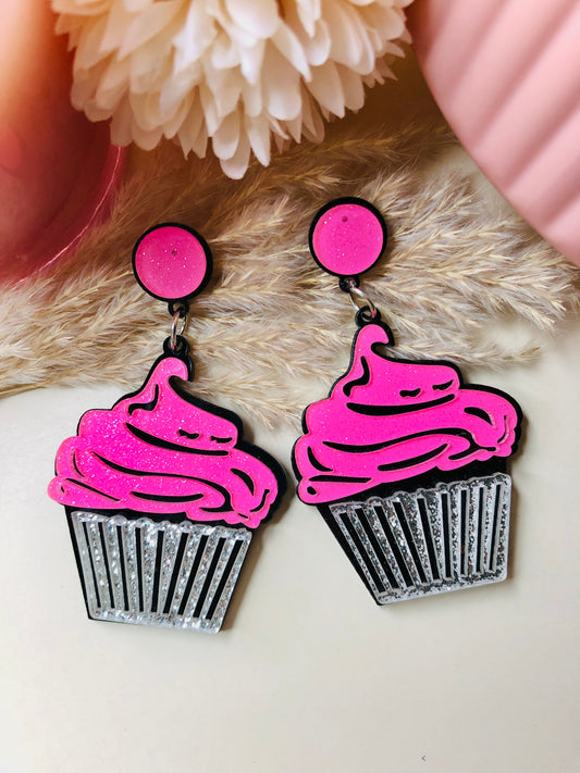 Quirky Pink Cupcake Earrings 🧁 - Berry Pop Co