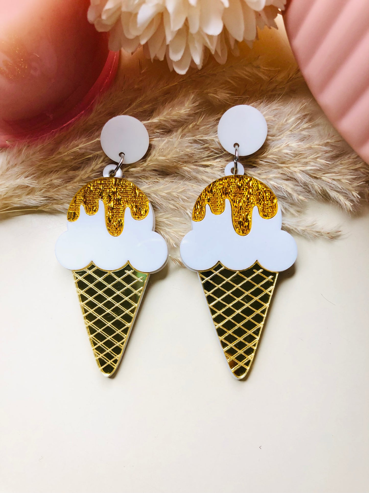 Sweet Golden Ice Cream Earrings 🍦 - Berry Pop Co