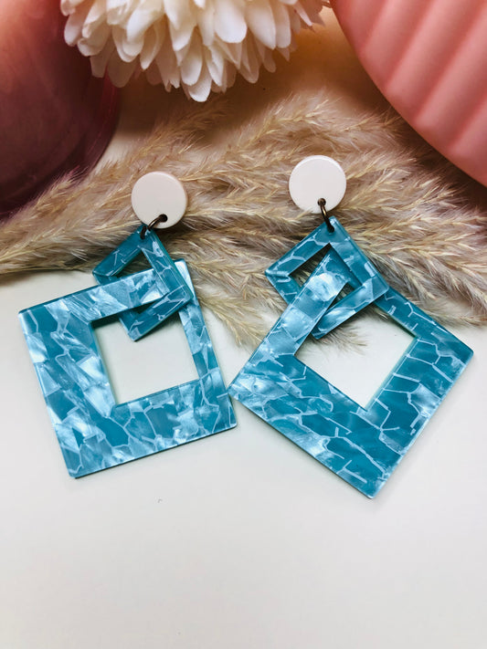 Trendy Chic Blue Danglers - Berry Pop Co