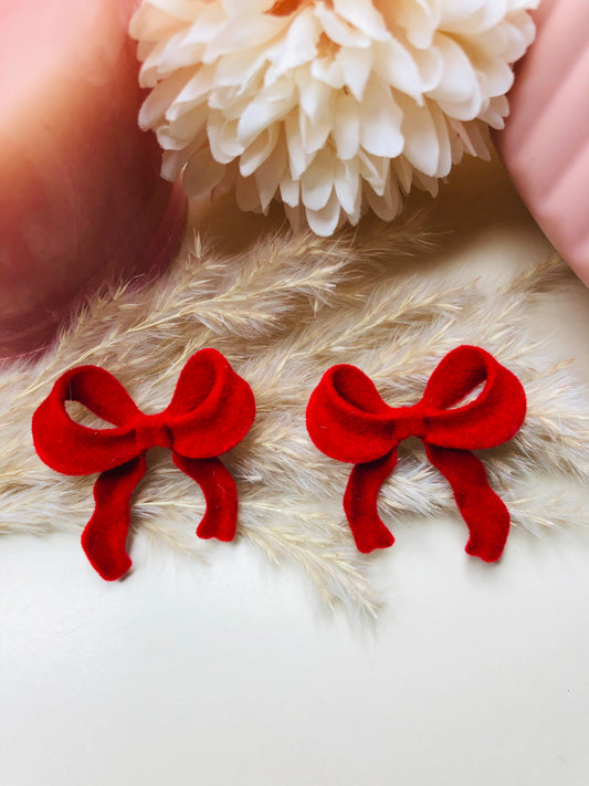 Chic Red Velvet Bow Earrings 🎀 - Berry Pop Co