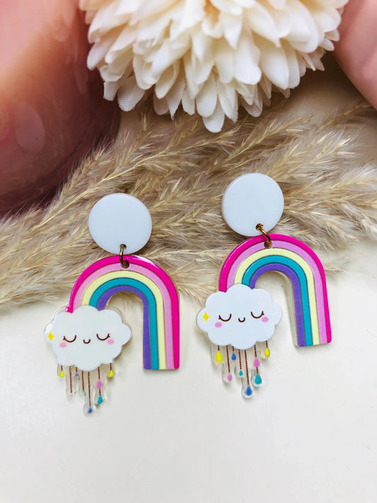 White Cloud Rainbow Earrings 🌈 - Berry Pop Co