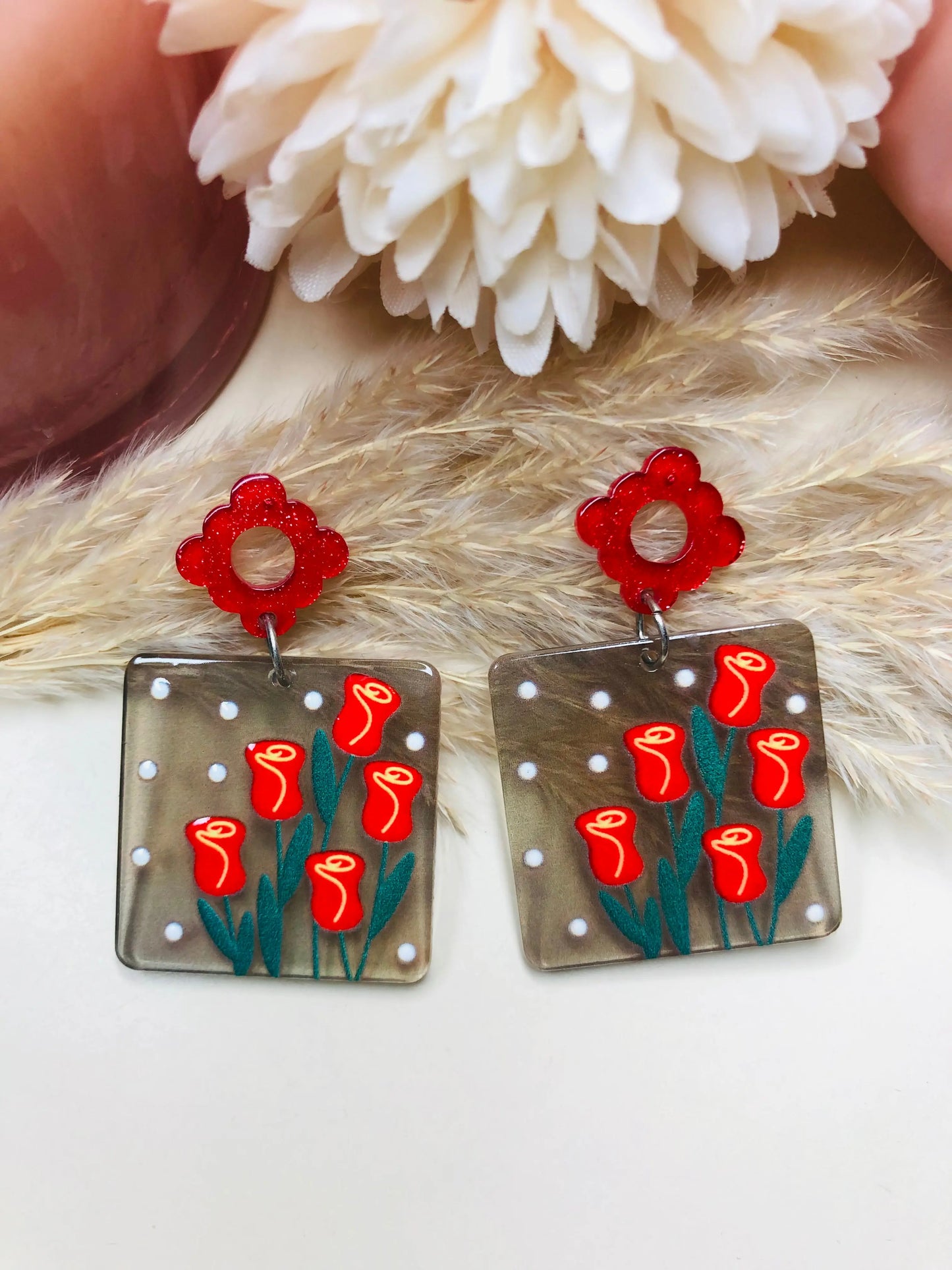 Red Rose Cute Earrings - Berry Pop Co