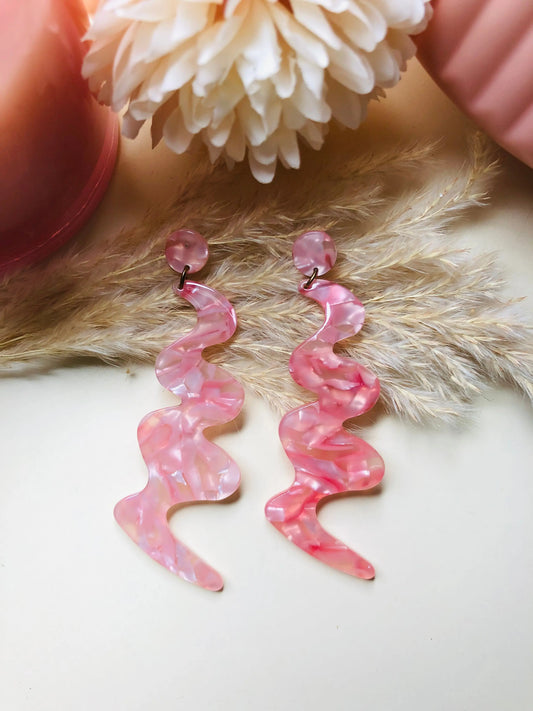 Pink Wavy Earrings Collection🌸 - Berry Pop Co