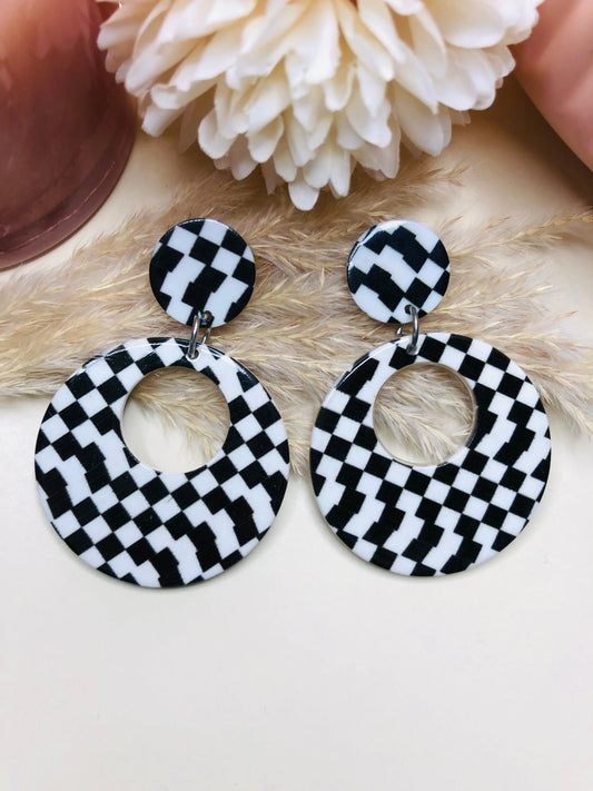 Classy Black & White Danglers - Berry Pop Co