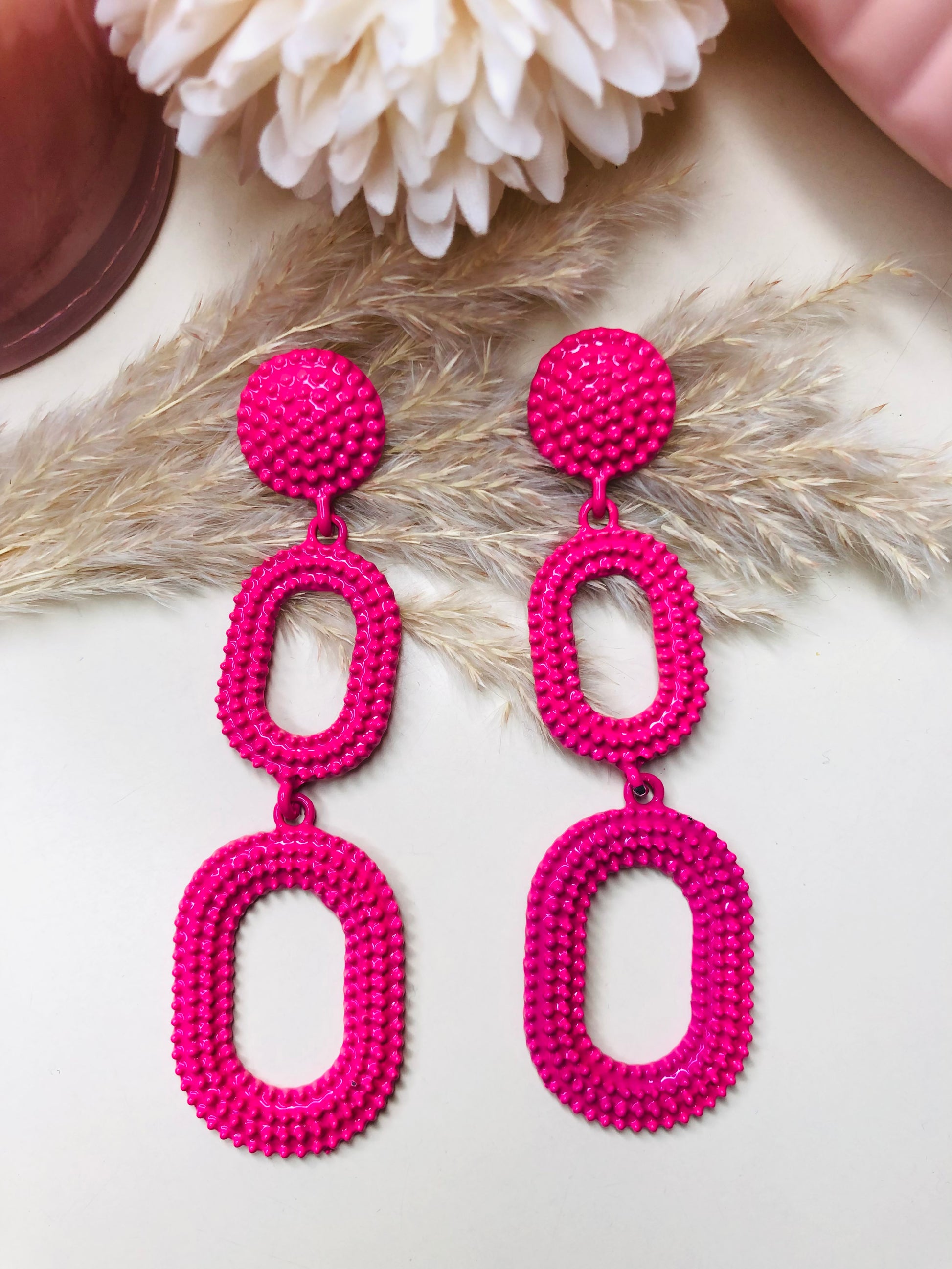 Stylish & Long Pink Earrings - Berry Pop Co