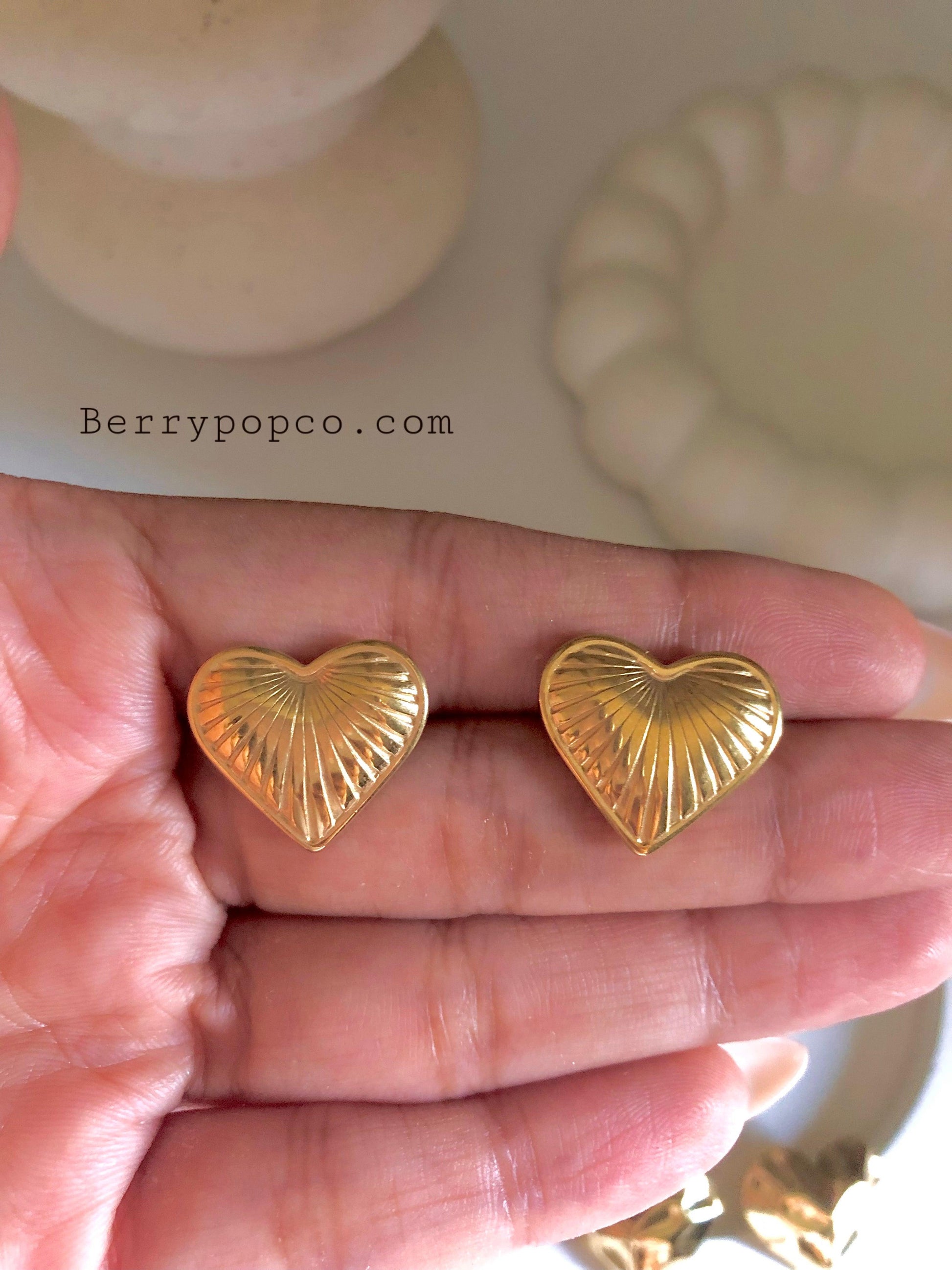 Gold Plated Heart Earrings elesr - Berry Pop Co