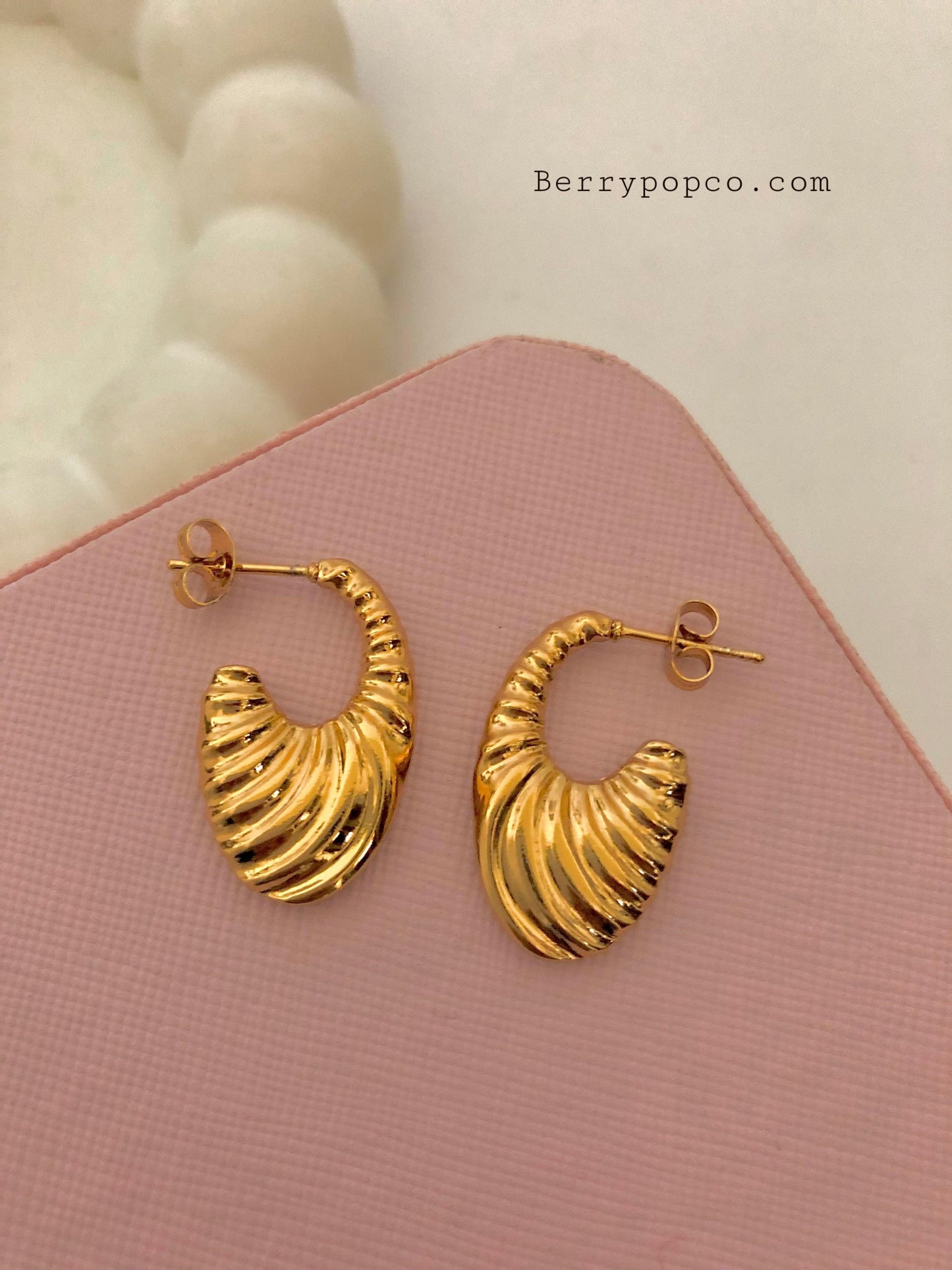 Stainless Steel Gold Plated Hoop Earrings - Berry Pop Co