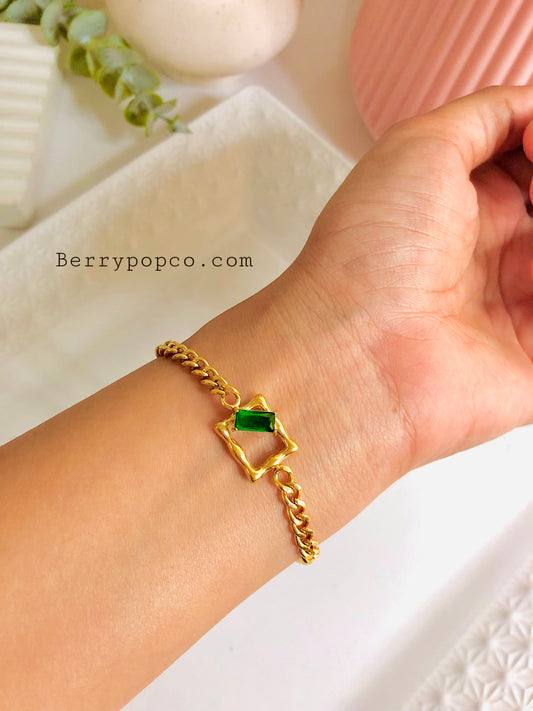 Green Emerald Chain Bracelet