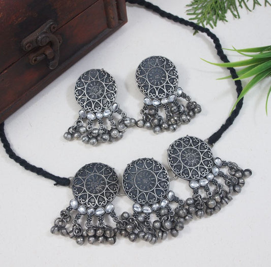 Oxidised Silver Plated Necklace Set