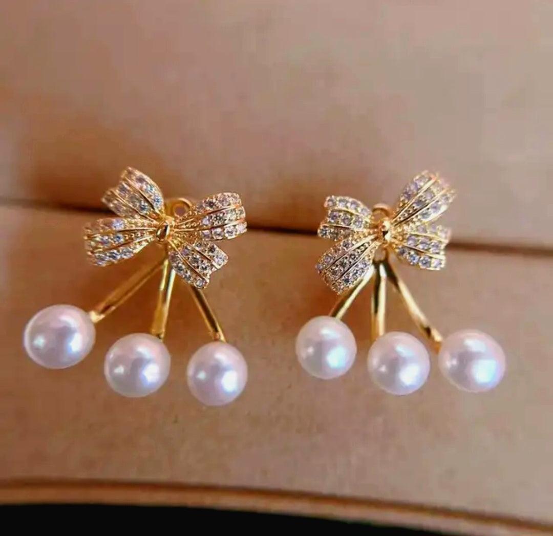 Bow Pearl Stud Earrings - Berry Pop Co