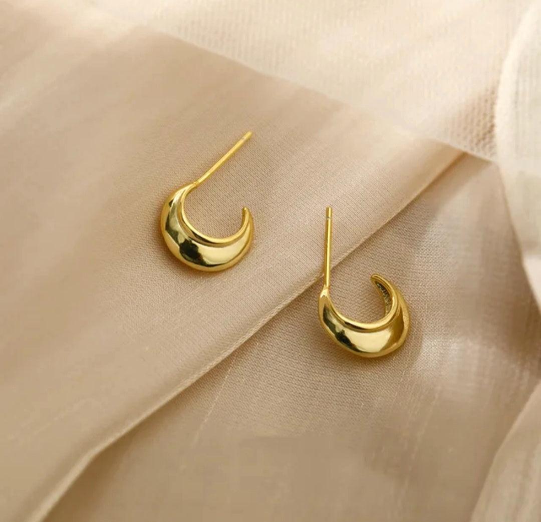 Golden Round Korean Earrings - Berry Pop Co