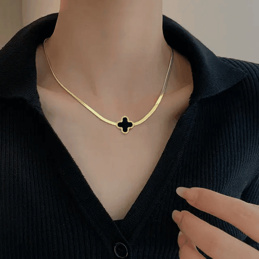 Black Clover Gold Necklace - Berry Pop Co