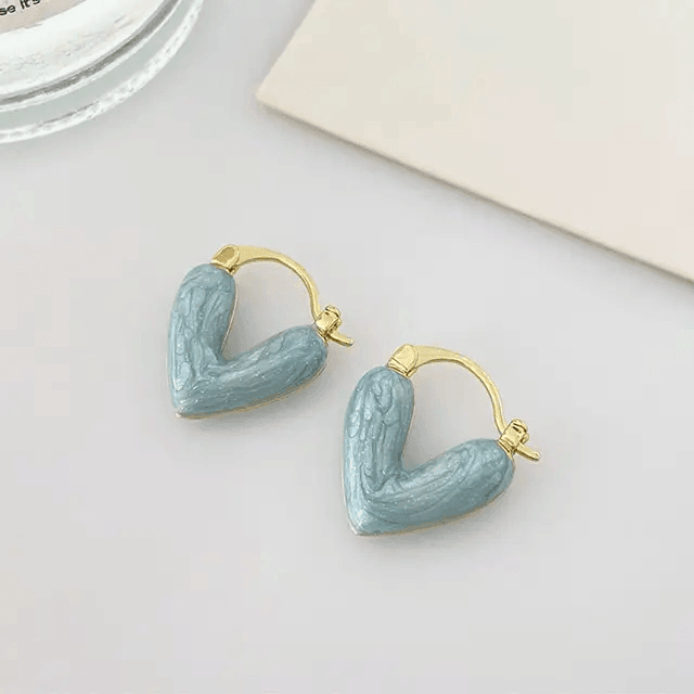 Love Blue Heart Hoop Earring - Berry Pop Co